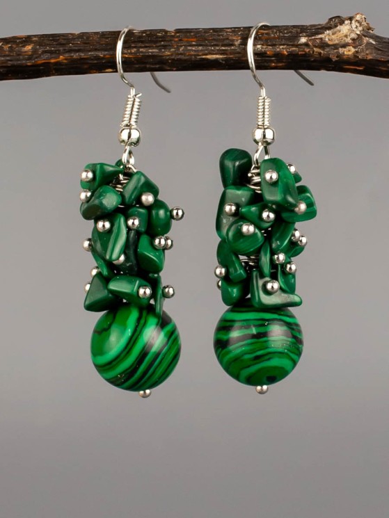 Серьги из малахита "Созвучие" 03-1574