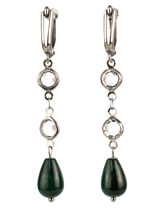 Серьги из натурального малахита "Дива" 03-728