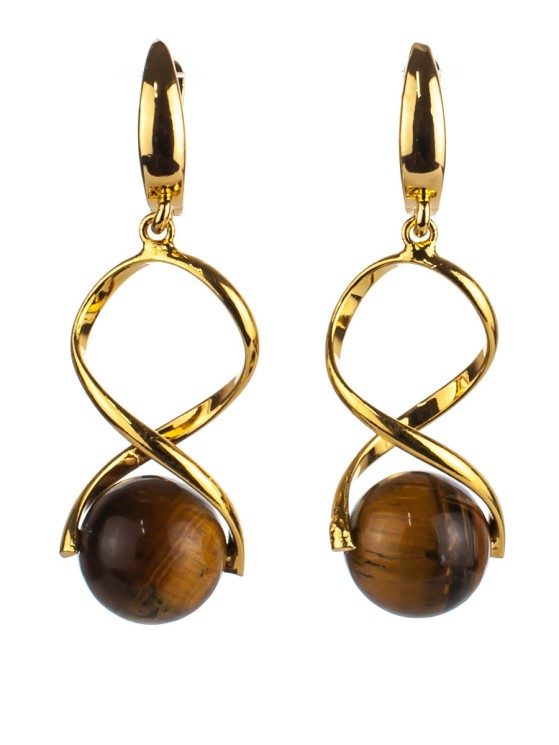 Серьги из тигрового глаза "Амелия" 03-825