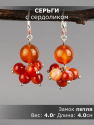 Серьги из сердолика "Гармония" 03-1623