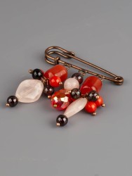 Брошь-булавка из розового кварца "Флорентина" бшс-5155