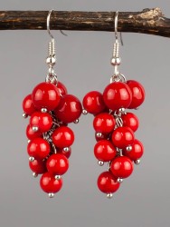 Серьги из им. коралла "Соцветие" 03-1576