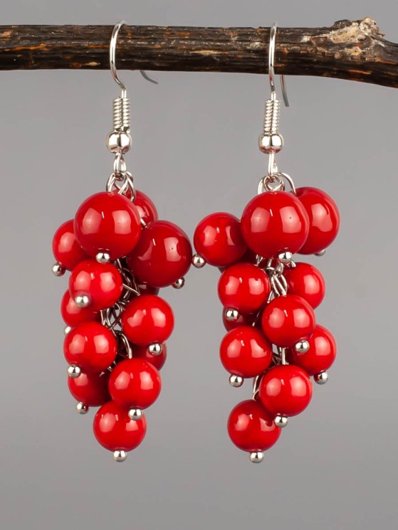 Серьги из им. коралла "Соцветие" 03-1576