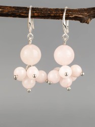 Серьги из розового кварца "Гармония" 03-1624