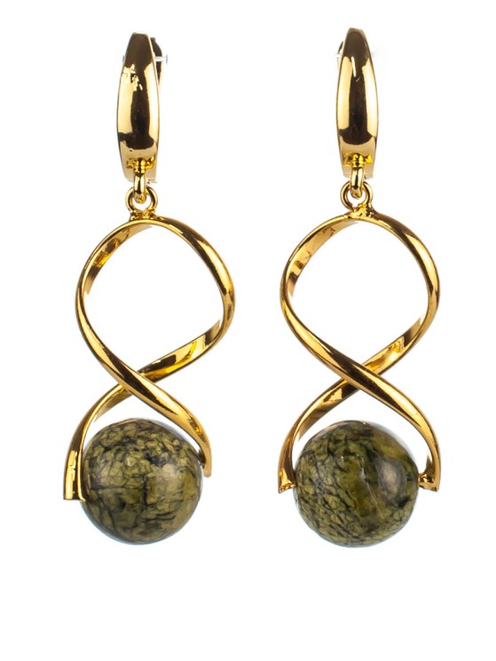 Серьги из змеевик "Амелия" 03-827