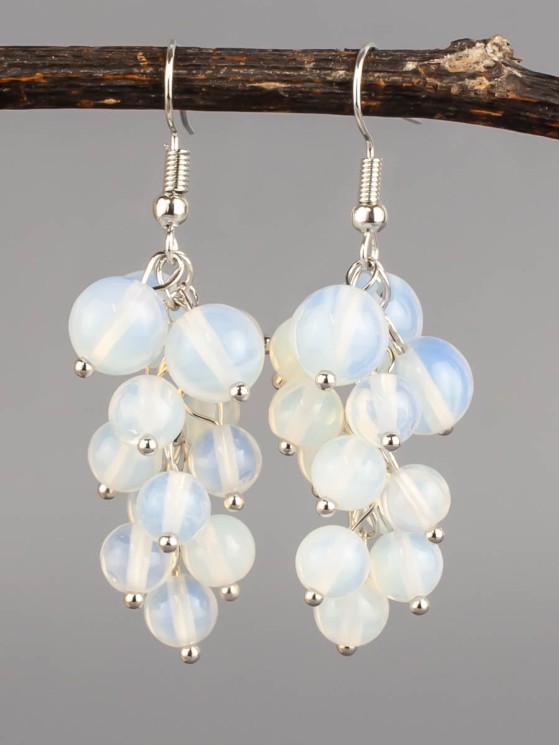 Серьги из лунного камня "Соцветие" 03-1577