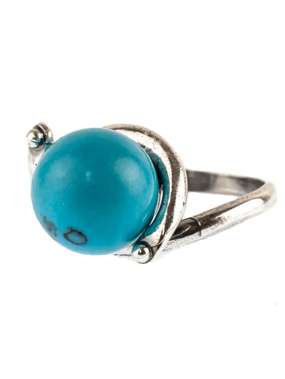 Кольцо из им. бирюзы "Объятие" кг-099-БРГ