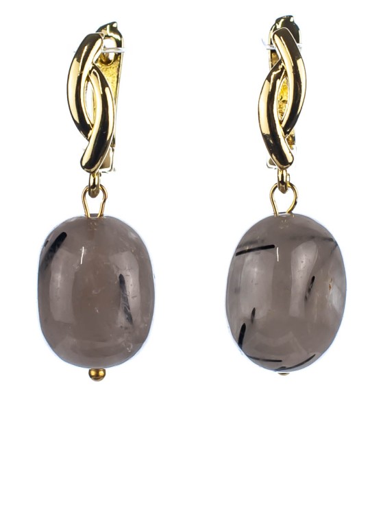 Серьги из кварца волосатика "Настроение" 03-1192