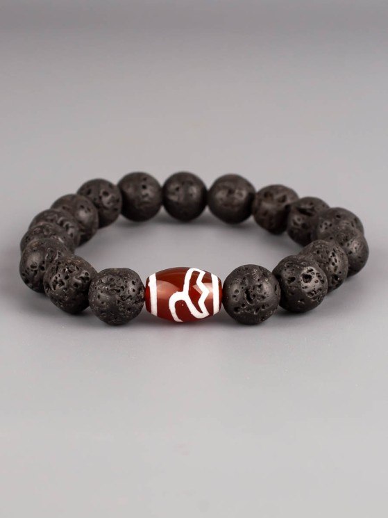 Браслет из лавы "Дзи Золотой Лотос" бп12582