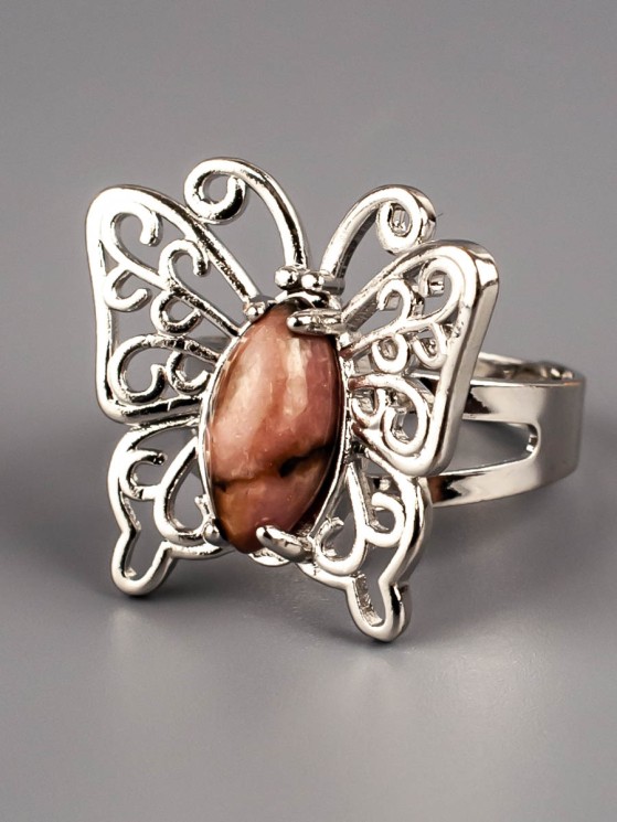 Кольцо из родонита "Бабочка" 04-857