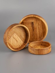 Набор тарелок из дерева дуб d 7, 10, 15 см (3 шт) 54-068