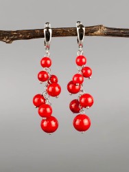 Серьги из им. коралла "Водопад" 03-1793