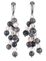 Серьги из лабрадора и хрусталя "Смородина" 03-1128