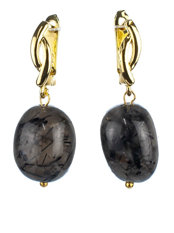 Серьги из кварца волосатика "Настроение" 03-1193