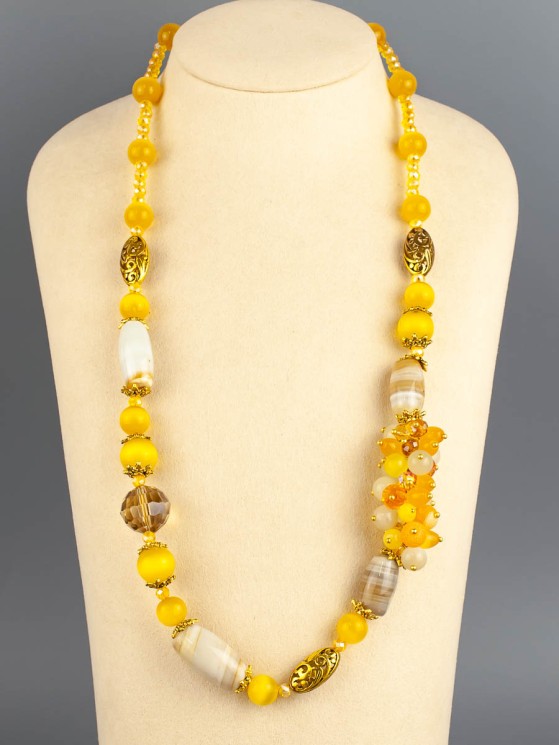 Бусы из агата "Сладкий апельсин" 10-160