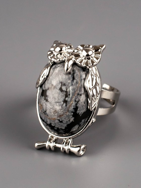 Кольцо из обсидиана "Мудрость" 04-767