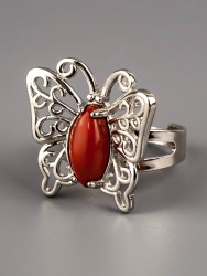 Кольцо из яшмы "Бабочка" 04-858