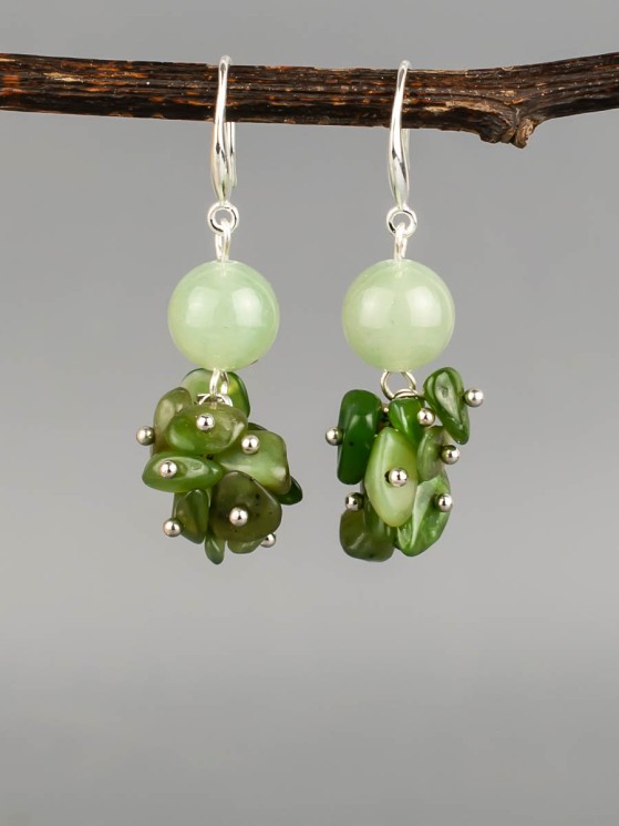 Серьги из нефрита "Рапсодия" 03-1627