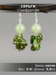 Серьги из нефрита "Рапсодия" 03-1627