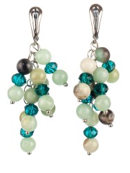 Серьги из амазонита и хрусталя "Смородина" 03-1129