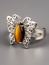 Кольцо из тигрового глаза "Бабочка" 04-859