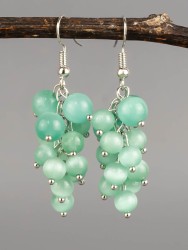 Серьги из кошачьего глаза "Соцветие" 03-1580