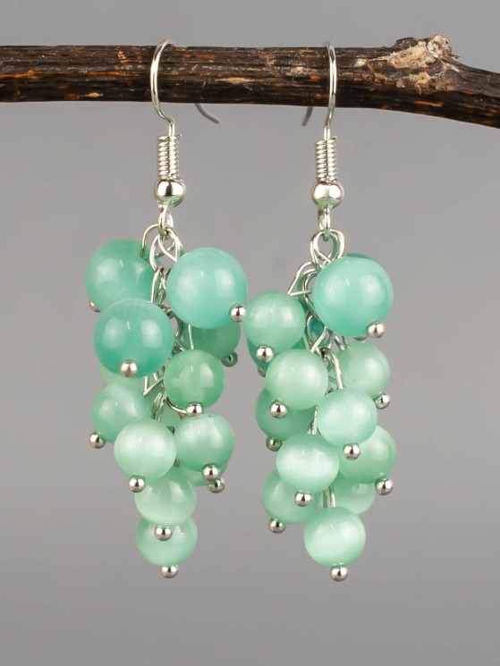 Серьги из кошачьего глаза "Соцветие" 03-1580