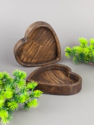 Тарелка из дерева дуб 10х10 см "Сердце" (2 шт) 54-175