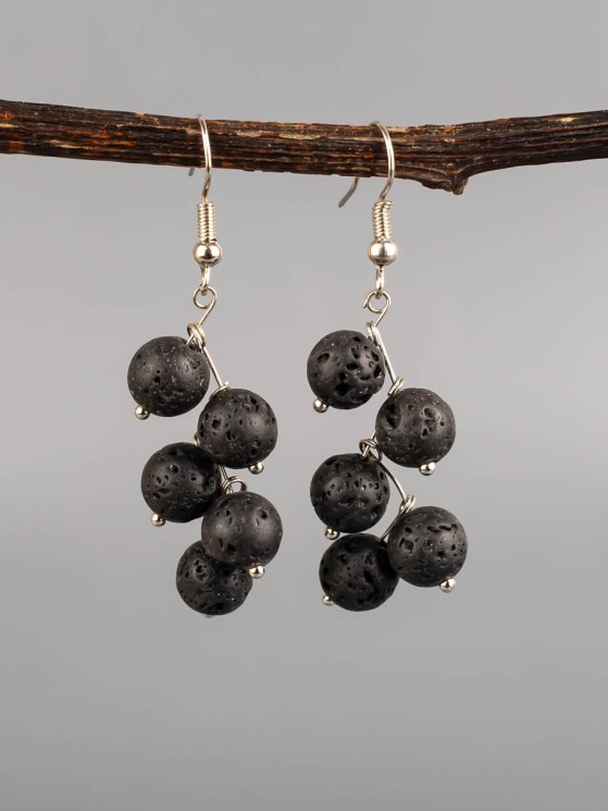 Серьги из лавы "Ёлочка" с9210