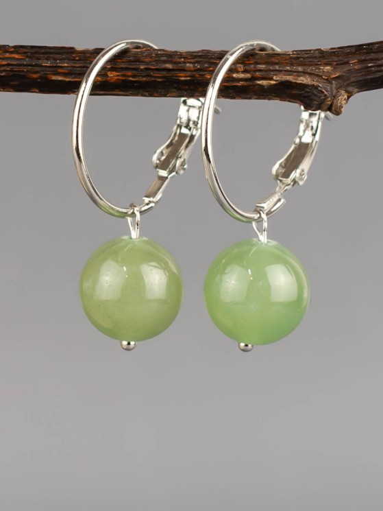 Серьги "Самба" нефрит, арт. с8061