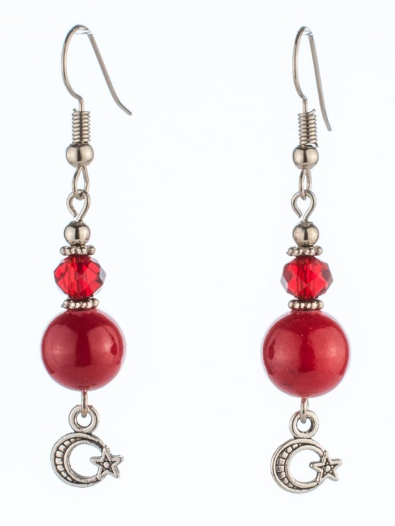 Серьги из имитации коралла "Сантия" с8808