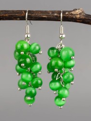 Серьги из кошачьего глаза "Соцветие" 03-1581