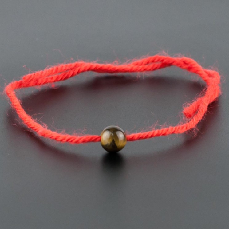 Браслет Красная нить "Талисман", тигровый глаз КМ-0073