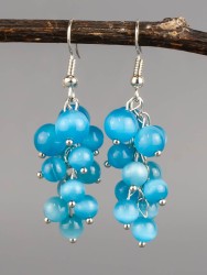 Серьги из кошачьего глаза "Соцветие" 03-1582