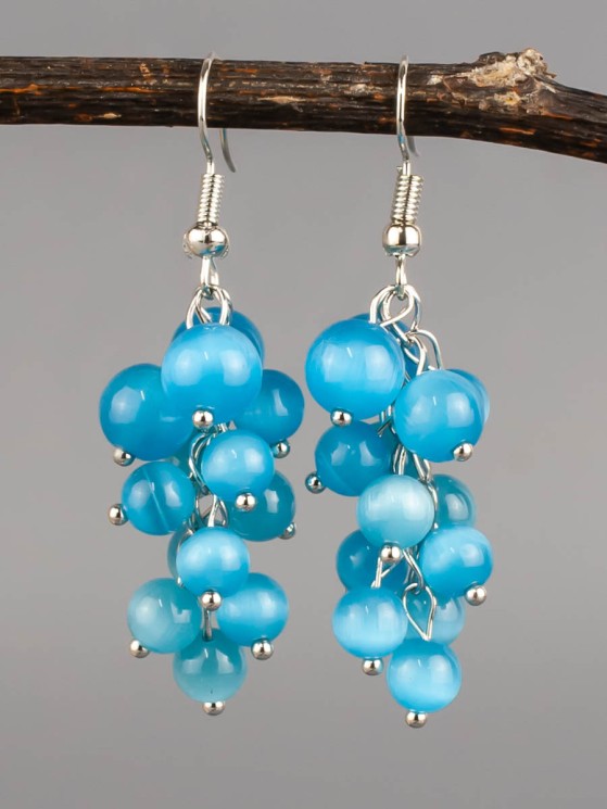 Серьги из кошачьего глаза "Соцветие" 03-1582