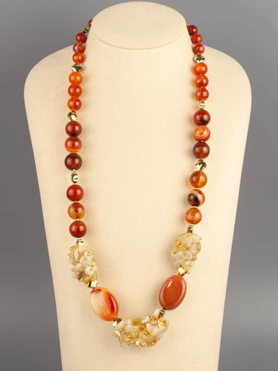 Бусы из сердолика "Брызги солнца" 10-156
