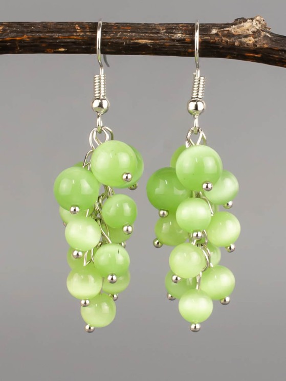 Серьги из кошачьего глаза "Соцветие" 03-1583