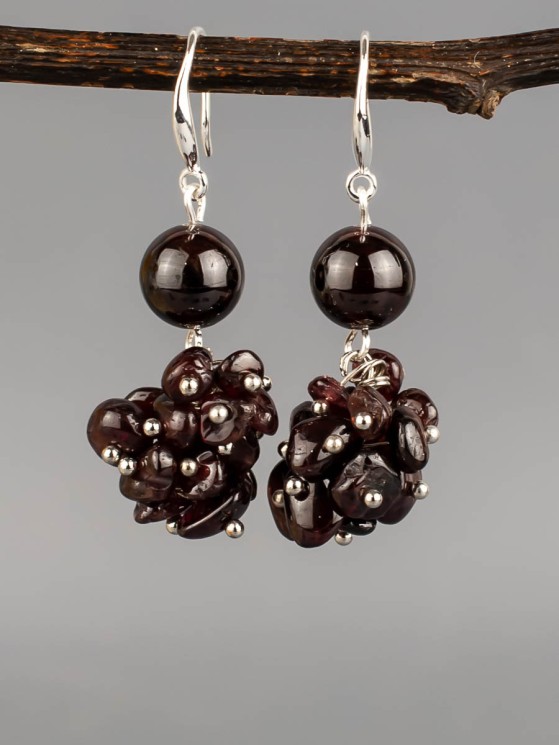 Серьги из граната "Рапсодия" 03-1631