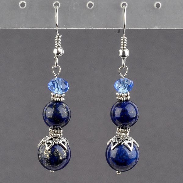 Серьги "Мадлена" лазурит, хрусталь, арт. с4101