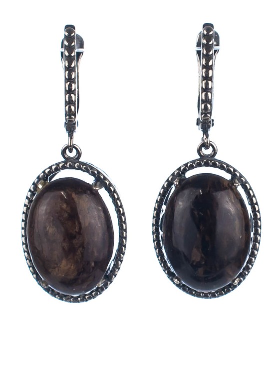 Серьги из обсидиана "Бэйла" сг-003-ОБ