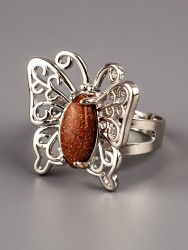 Кольцо из авантюрина "Бабочка" 04-864