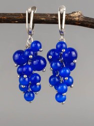 Серьги из кошачьего глаза "Соцветие" 03-1585