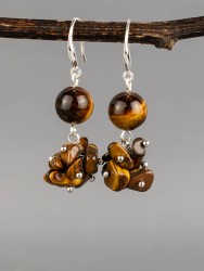 Серьги из тигрового глаза "Рапсодия" 03-1633