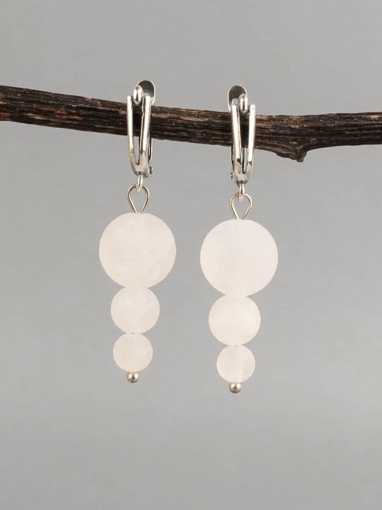 Серьги из розового кварца "Капель" с9431