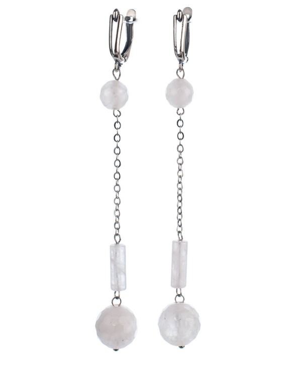 Серьги из розового кварца "Артистка" 03-1021