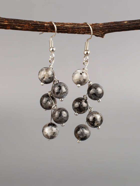 Серьги из лабрадора "Ёлочка" с9216