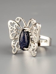 Кольцо из авантюрина "Бабочка" 04-866