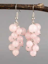 Серьги из розового кварца "Соцветие" 03-1587