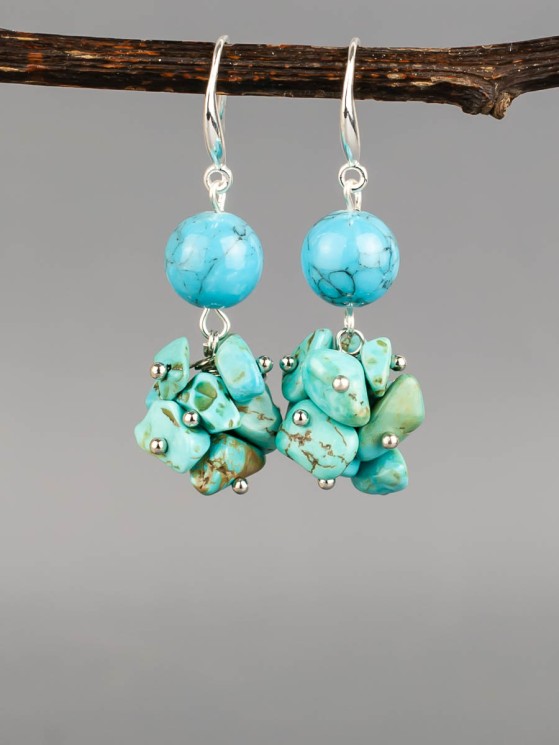 Серьги из им. бирюзы "Рапсодия" 03-1635