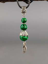 Кулон с им. малахита "Стильная штучка" 01-1323